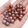 Collection of aurora cracked glass round beads for handmade DIY jewelry making - 20 Pieces (10mm Hole Approx 1mm) / No.14 Aurora Blue