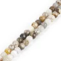 Faceted natural stone beads in mixed colors for DIY jewelry making - Diameter 4mm Length 38cm Approx 93 Beads/Strand / Natural Bamboo Leaf Agate
