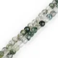 Faceted natural moss agate beads with green inclusions for DIY jewelry making accessories - Diameter 4mm Length 38cm Approx 93 Beads/Strand / Natural Dyed Moss Agate