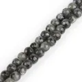 Premium grey faceted natural stone beads for DIY jewelry making and handmade bracelet craft - Diameter 4mm Length 38cm Approx 93 Beads/Strand / Larvikite