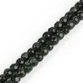 Close-up of faceted deep green dyed natural stone beads for DIY jewelry making accessories - Diameter 4mm Length 38cm Approx 93 Beads/Strand / Synthetic Green Sandstone
