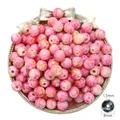Cuentas redondas de acrílico jaspeado rosa de 8mm para la creación de joyas hechas a mano - Rosa