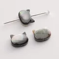Süße natürliche schwarze Muschel Katze Perle für DIY Schmuck Halskette Armband - Katzenkopf / 8x10mm (Vertikales Loch), 1 Stück/Packung / Schwarz