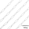 Silberne Edelstahl Gliederkette 1.0x6x20mm für DIY handgefertigte Schmuckstücke - Texturierte Kette (1.0x6x20mm) / 1 Meter/Packung