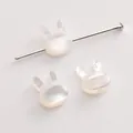 Perles de lapin en nacre naturelle blanche pour la fabrication de bijoux DIY artisanat - Tête de lapin / 7x9mm (Trou Horizontal), 1 Pièce/Paquet / Blanc