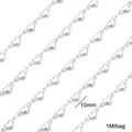 Hochwertige 10mm Herz-Gliederkette aus Edelstahl für DIY Schmuckherstellung 1M Beutel - Herz-Kette mit horizontalem Loch (4,5 x 10 mm) / 1 Meter/Packung