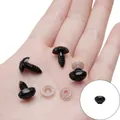 Nez de sécurité noirs et rondelles pour le bricolage de poupées et peluches artisanales - Nez à Vis 9x12mm 30 Paires/Pack