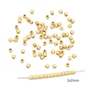 Golden 2x2mm 14K gold filled faceted square spacer beads for DIY jewelry making - Faceted Square Beads / 2x2mm (10 Pieces/Pack) / Gold