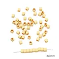 14K gold plated 3x3mm small cube spacer beads for DIY handmade jewelry craft making - Straight Edge Square Bead / 3x3mm (10 Pieces/Pack) / Gold