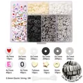 6mm Polymer-Tonperlen-Set für DIY-Schmuckherstellung mit elastischer Schnur und Charms - 6-Fächer-Box / Ca. 1160 Stück/Set / Grau