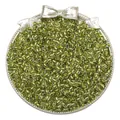 Macro view of olive green silver-lined glass seed beads for DIY jewelry making crafts - Silver Grass Green