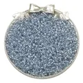 Detail showing light blue silver-lined glass seed beads in a decorative silver dish - Silver Sky Blue