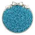 Detailed macro view of blue silver-lined glass seed beads for DIY jewelry making - Silver Aqua Blue