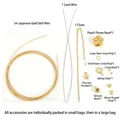Premium 14K gold filled jewelry DIY findings kit including gold wire, chain and assorted charms - Gold Peach Blossom Star Material Pack
