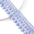 Light blue synthetic lace agate round loose beads with natural banded texture for DIY jewelry - 6mm Hole 1mm 38cm/Strand Approx. 65 Beads / Synthetic Purple Blue Color / 6mm