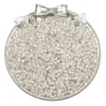 Detailed macro view of silver-lined transparent glass seed beads in a bow-accented dish - Silver-Lined Glass Seed Beads (BBG092) / 2mm (10g/Pack Approx 700pcs) / Silver
