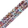 Multicolor imperial jasper synthetic stone round beads for DIY handmade jewelry crafting - 38cm/Strand (Approx. 90 Beads) / Synthetic Imperial Stone / 4mm