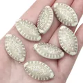 Vintage cream acrylic elliptical beads with ornate gold engraving for DIY jewelry - Black / 17x30mm Flat Oval Beads Approx. 10pcs/Pack