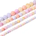 Perles rondes en pierre synthétique de couleur pastel pour la création de bijoux DIY - Topaze Synthétique