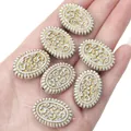 Vintage white acrylic beads with gold scrollwork for DIY jewelry making - Black / 18x26mm Oval Pattern Beads Approx. 10pcs/Pack