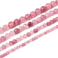 Perles rondes en pierre synthétique rose pour la création de bijoux DIY divers tailles - Jade Persan Synthétique
