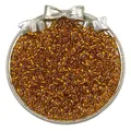 Amber silver-lined glass seed beads for DIY jewelry making presented in a silver tray - Dark Gold