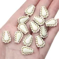 Vintage cream acrylic teardrop beads with gold-rimmed serrated edges for DIY jewelry - Teardrop Bead / 12x17mm Approx. 40pcs/Pack / Black