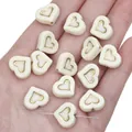 Vintage cream acrylic heart beads with gold trim for DIY jewelry making accessories - Black / 15x13mm Double-sided Heart Beads Approx. 40pcs/Pack