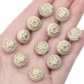 Vintage French style acrylic gold-painted beads for DIY jewelry making accessories - Black / Small Round Flower Beads 13mm Approx. 35pcs/Pack