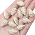 Vintage white teardrop acrylic beads with gold floral design for DIY jewelry making. - Flat Teardrop Bead / 11x18mm (Approx. 35pcs/Pack) / Black