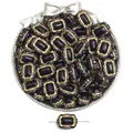 Acrylic French retro black and gold rectangular beads for DIY necklace and bracelet crafting - Square Relief Bead / 13x18mm (Approx. 30pcs/Pack) / Black
