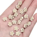 Elegant vintage acrylic flower beads with gold trim for DIY jewelry craft projects - Small Flower Bead / 9mm (Approx. 50 Pcs/Pack) / White