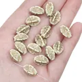 Creamy white acrylic flat beads with vintage gold floral tracing for DIY jewelry - Patterned Concave / 7x14mm (Approx. 50pcs/Pack) / White