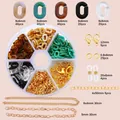 Boxed acrylic twisted chain links and gold jewelry findings kit for DIY necklace crafting - 6-Grid Round Box Set (Flat O-chain)