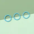 Three light blue metal jump rings for DIY jewelry making and craft connectors - Blue