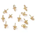 Capuchones de ojo bañados en oro de 14K para perlas semitaladradas fabricación joyas - 6x10mm (2 Piezas/Paquete) / Dorado