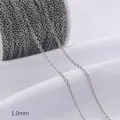 1.0mm silver plated stainless steel link chain for DIY jewelry making - 1.0mm Flat O Chain (Platinum Plated) / 1.0mm x 1 Meter