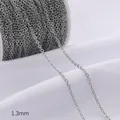 Durable 1.3mm silver cable chain spool for handmade DIY jewelry making accessories - 1.3mm Flat O Chain (Platinum Plated) / 1.3mm x 1 Meter