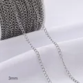 High quality 3mm silver metal cable chain for handmade DIY jewelry extension components - 3mm Tail Chain (Platinum Plated) / 1m