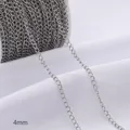 Durable 4mm silver-toned metal link chain on spool for DIY jewelry making crafts - 4mm Tail Chain (Platinum Plated) / 1m