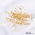Premium 14K/18K gold-plated 0.7x30mm eye pins for DIY jewelry making accessories - Eye Pin (18K Gold Filled) / 30mm/50 Pieces