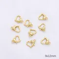Set of nine heart shaped golden lobster clasps 9x12mm for DIY jewelry making accessories - Heart Lobster Clasp / 9x12mm (1 Piece) / 14K Gold Plated