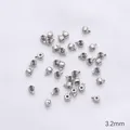 Silver-tone 3.2mm metal cord ends findings for DIY handmade jewelry making accessories - Crimp Bead / 1 Piece / White Gold