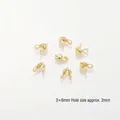 Gold-plated calotte end crimp covers for DIY jewelry making, 3x6mm with 2mm hole - Covered Button / 10 Pieces Pack / 14K Gold