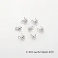 Silver plated 3x6mm bead tips for handmade jewelry making and DIY findings - Covered Button / 10 Pieces Pack / White Gold