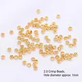 2.0mm gold plated crimp beads for DIY jewelry making with 1mm hole, SKU variant - 2.0mm Crimp Bead / 100pcs Pack / 18K Gold