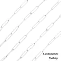 Edelstahl 1.0x5x20mm Büroklammerkette für DIY-Schmuckherstellung 1m pro Beutel - Round Wire Rectangular Link Chain (1.0x5x20mm) / 1 Meter/Packung