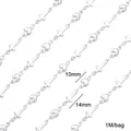 1M/Beutel silberne Edelstahlkette mit Kreuz und Herz für DIY-Schmuckherstellung - Cross and Heart Link Chain (10mm/14mm) / 1 Meter/Packung