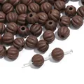 High-quality vintage brown ribbed ceramic loose beads for DIY jewelry bracelet making - Pumpkin Bead / 5 Pieces/Pack (7mm) / Dark Coffee