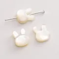 Perles en forme de lapin en nacre naturelle de haute qualité pour la création de bijoux - Tête de lapin / 10x12mm (Trou Vertical), 1 Pièce/Paquet / Blanc